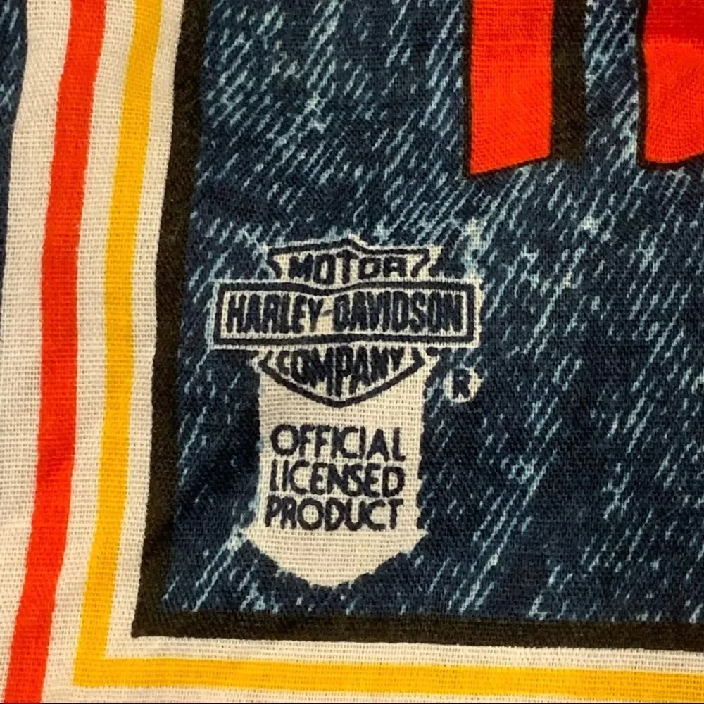NWOT Harley-Davidson Motorcycle Biker Bandanna Eagle Denim Blue Jean‎ Scarf